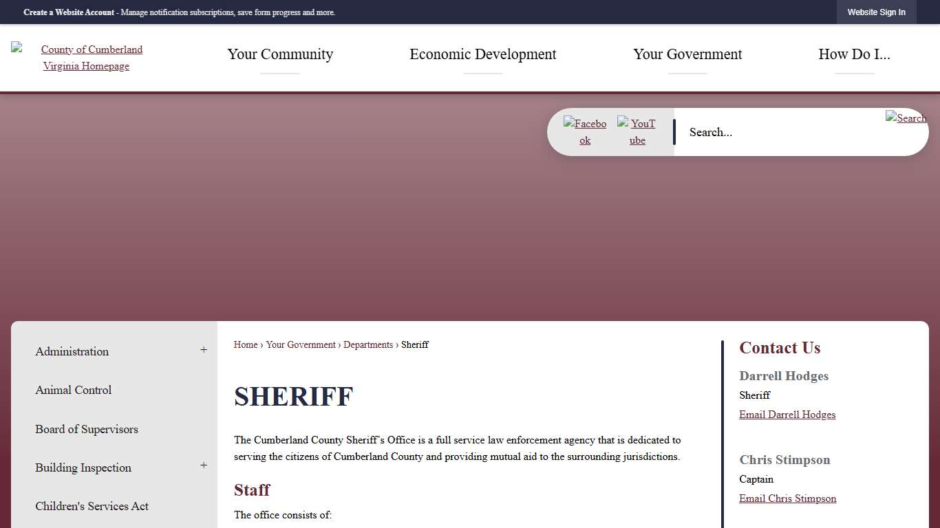 Sheriff | Cumberland County, VA