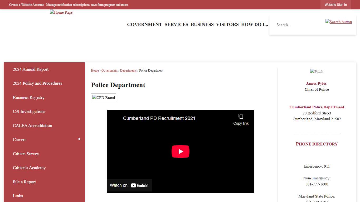 Police Department | Cumberland, MD